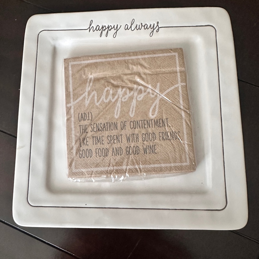 Mud Pie’s Happy Always Cheese Serving Plate with Napkins